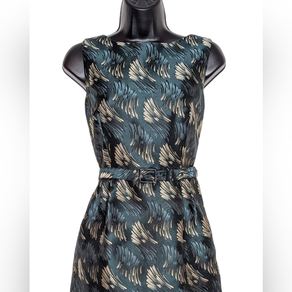 Like New! Anne Klein Belted Jacquard Dress - Picture 3 of 15